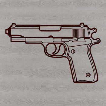 A stylized illustration of a pistol in vector format.