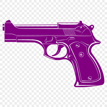 A scalable graphic representation of a pistol in digital form.