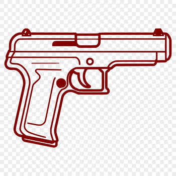 A detailed illustration of a pistol with various components highlighted.