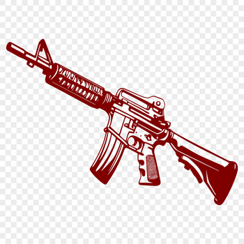 A detailed illustration of a modern assault rifle.