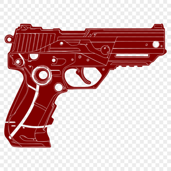 A detailed illustration of a pistol with metallic details and realistic design elements.