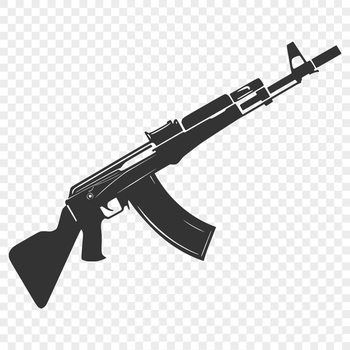 A detailed illustration of a rifle, suitable for cutting out or laser engraving.