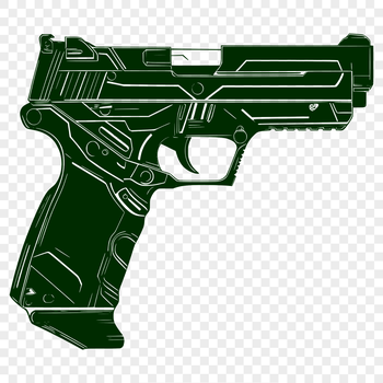 A high-resolution digital vector illustration of a handgun in profile.