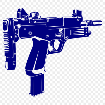A digital illustration of a gun in vector format, suitable for cutting machines and stencils.