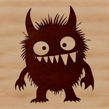 An illustrated monster with a cute expression.