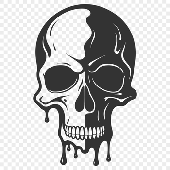A detailed gothic-style illustration of a skull with dripping details.
