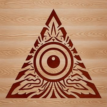 A vector illustration of a mystical symbol, the Eye of Providence, surrounded by a gothic-inspired border.