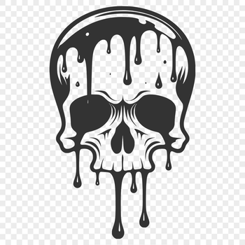 An SVG graphic featuring a stylized skeleton's head with detailed drips and textures, suitable for Halloween designs.