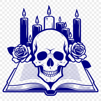 A stylized, gothic-inspired skull design with intricate details, suitable for Halloween decorations or vector art projects.