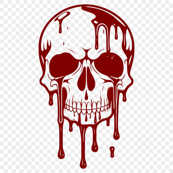 A detailed, hand-drawn design of a dripping skull with intricate details, suitable for use in various digital formats.