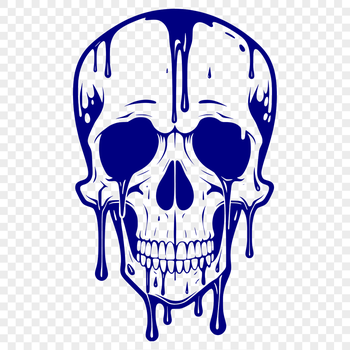 A stylized illustration of a skull with dripping, Gothic-inspired details suitable for vector art designs.