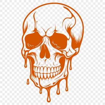 A detailed, gothic-inspired illustration of a dripping skull, suitable for various design applications.