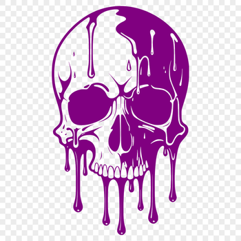 A detailed illustration of a dripping skull with a gothic theme, suitable for Halloween designs.