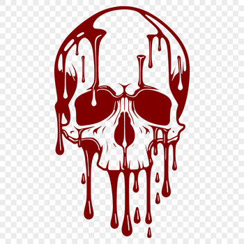 A vector illustration of a dripping skull icon with gothic details.