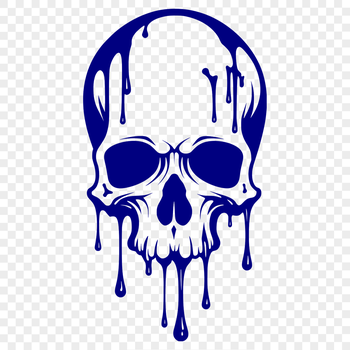 A stylized illustration of a skull with dripping liquid details, suitable for various design and crafting applications.