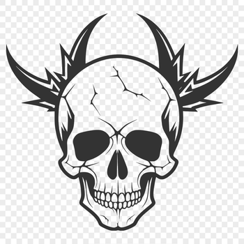 A detailed illustration of a Gothic-inspired skull for various design projects.