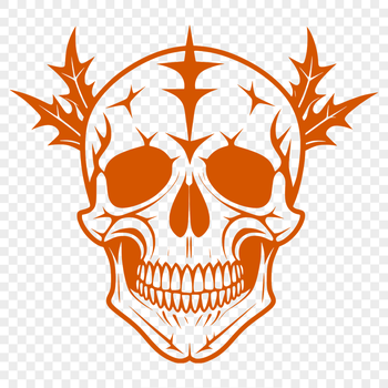 A stylized gothic skull design with intricate details, suitable for various uses including print and digital applications.