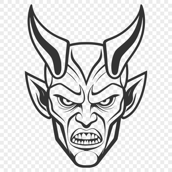 A stylized illustration of the devil in a dark and ominous setting.