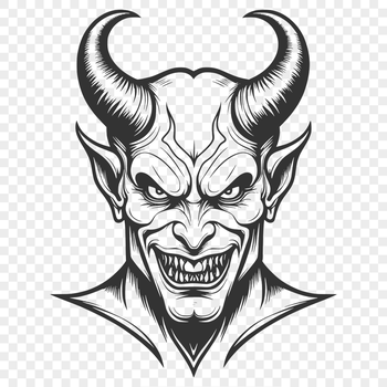 An illustration of Satan, available as a vector image for use in various design software such as Illustrator or Procreate.