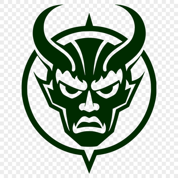 SVG illustration of a demon figure with horns and wings, suitable for Halloween decorations.