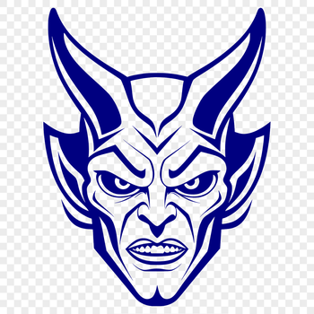A dark and imposing illustration of Satan with horns and a fiery aura.