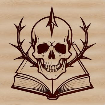 A stylized gothic skull illustration in vector format, ideal for Halloween decorations or designs.