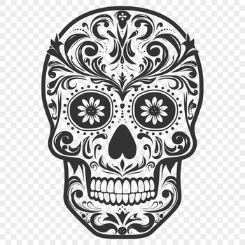 A detailed skull design suitable for various uses including tattoo designs, clip art, and vector graphics.