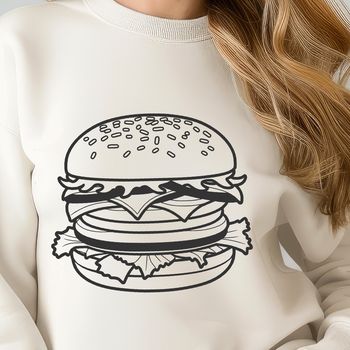 A simple vector illustration of a classic hamburger with toppings.