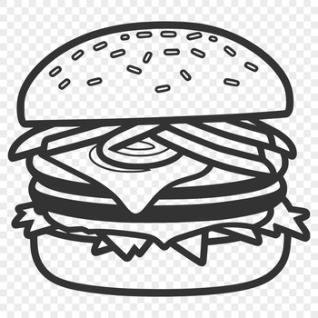 Vector illustration of a classic hamburger with cheese on top.