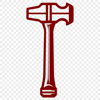 A graphical representation of a hammer tool with clean lines and simple design.