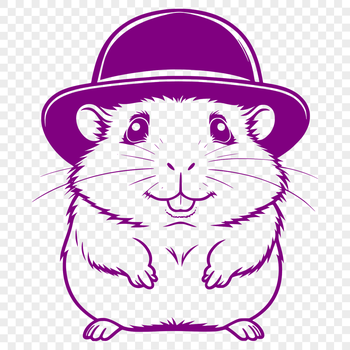 A small rodent wearing a hat, suitable for use in design projects.
