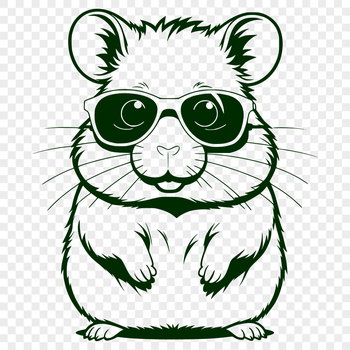 A cartoon-style illustration of a furry brown hamster with a cute expression.