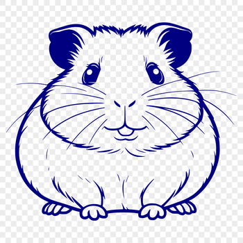 A cartoon illustration of a hamster in a cage.