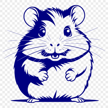 An illustration of a small, furry hamster sitting on its hind legs.