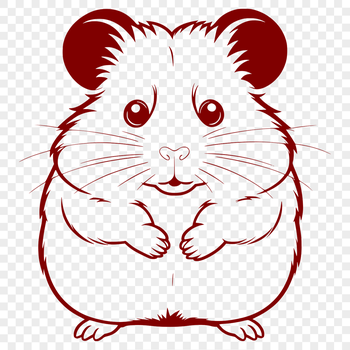 A simple illustration of a small hamster sitting in its cage.
