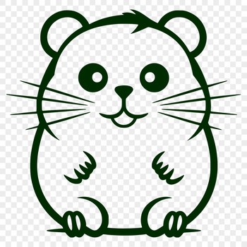 A simple line drawing of a full-body hamster in a cartoon style.