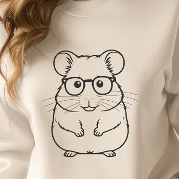 A cartoon hamster wearing glasses, suitable for vector art and design.