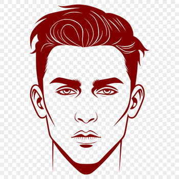 A digital illustration of a man in outline form.