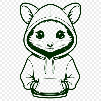 A realistic illustration of a possum in profile, suitable for vector graphics and printing.