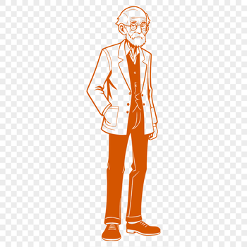 A simple illustration of a male figure in profile.