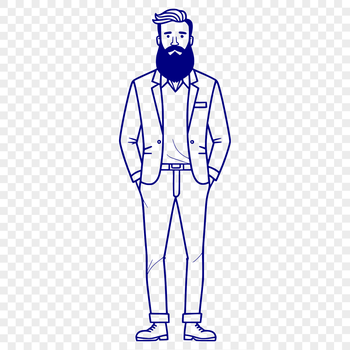 A minimalist vector design of a man's profile.