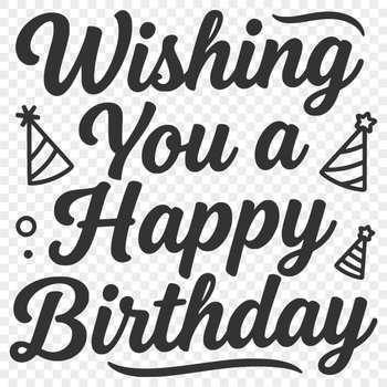 A customizable vector graphic of a happy birthday celebration with colorful illustrations.