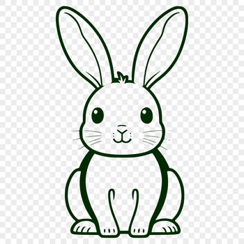 Illustration of a full-body rabbit sitting pose in vector format.