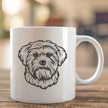 A small, fluffy white dog with a curved tail, ideal for personal or commercial vector art projects.