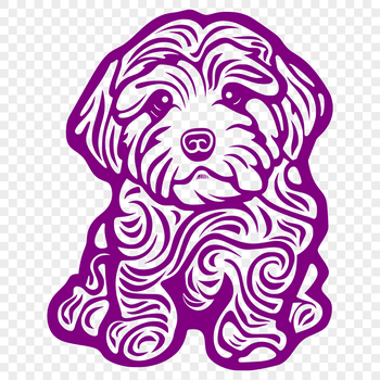 A full-body illustration of a Havanese dog sitting in a relaxed pose.