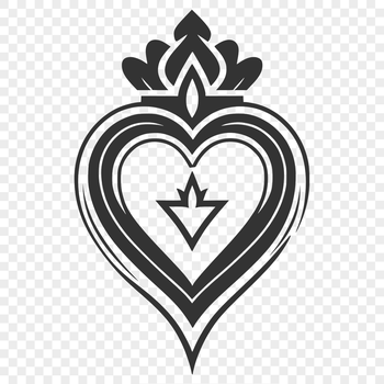 A religious symbol featuring the Sacred Heart icon in vector format.