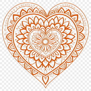 A symmetrical, intricate design featuring interconnected patterns in a heart shape.