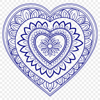A intricate heart-shaped mandala design created as a vector art image.