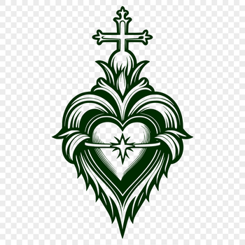 A stylized vector illustration of the Sacred Heart, suitable for various uses including digital design and crafting.