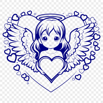 Angel illustration in vector format with a loving heart design.